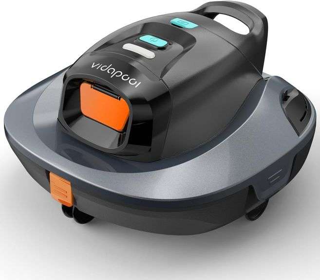 Orca Cordless Robotic Pool Vacuum Cleaner,Portable Auto Swimming Pool Cleaning Self-Parking Technology with LED Indicator,Ideal for Above Ground/Flat Pools up to 860 Sq.Ft,Lasts 90 Mins Grey image
