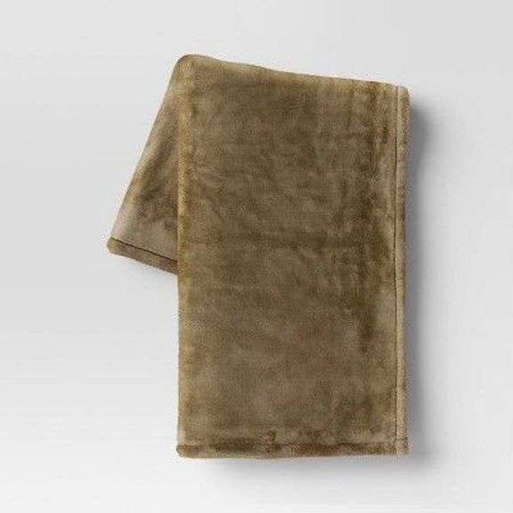 Soft Olive Green Plush Throw Blanket image
