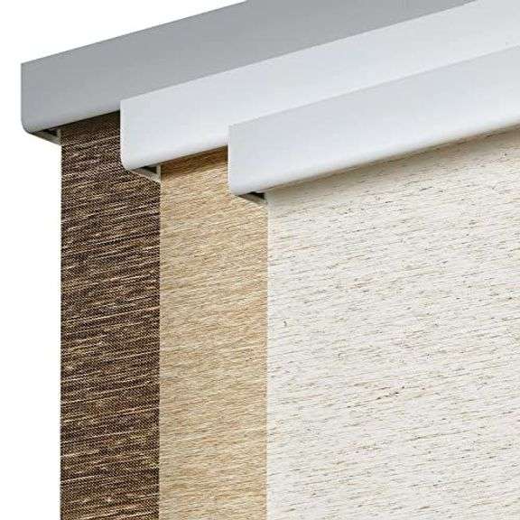 Persilux Free-Stop Cordless Roller Shades for Windows (Cream 23"W x 72"H) Natural Woven Fabric Light Filtering Roller Blinds, UV Protection Privacy Window Blinds for Windows, Home, Living Room, Office image