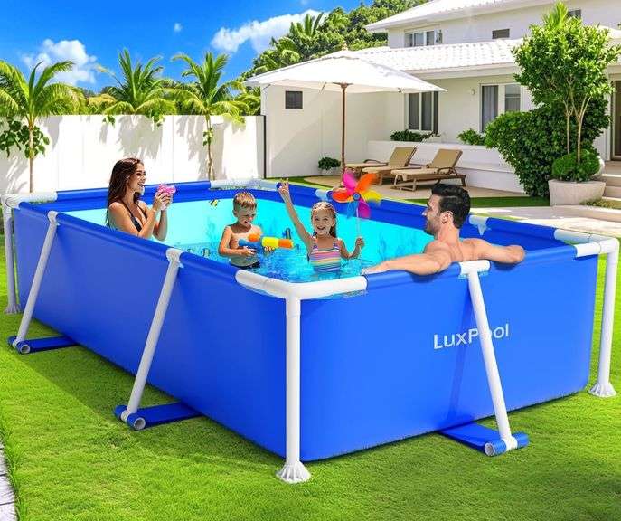 Above Ground Pool, 2025 Upgraded Frame Deep Swimming Pool, Rectangle Family Pool, Large Above Ground Pool Easy Set, 7ft x 48in x 24in Outdoor Pool, Backyard Pool for Kids, Adults image