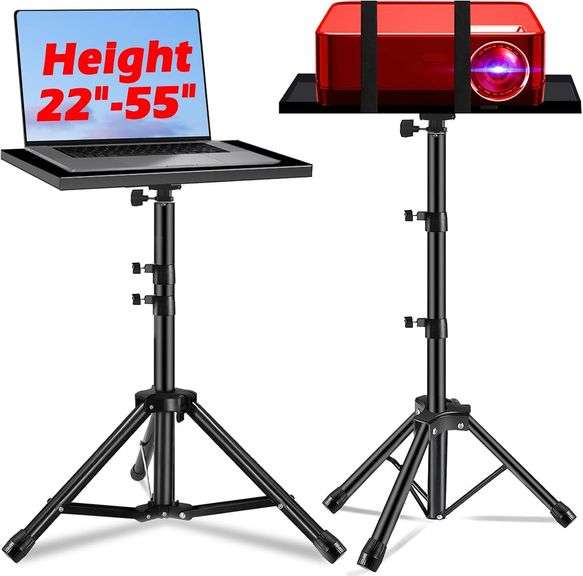 Projector Stand, 22 to 55 Inch Laptop Stand With Phone Holder, Tripod for DJ Equipment, Outdoor Movies, Office, Home, Stage or Studio (Black) image