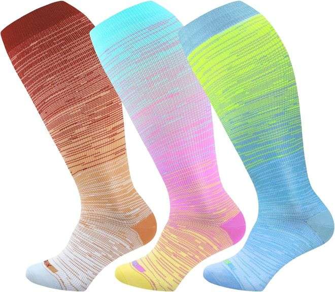 Wide Calf Compression Socks for Women & Men Extra Large Size Support Socks for Nurses Running Pregnant Travel, 15-20 mmHg image