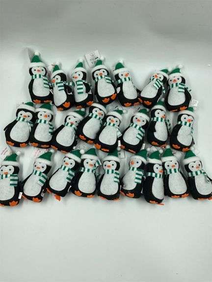Lot of 24 Plush Penguin Christmas Ornaments image