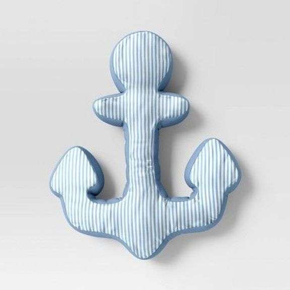 Striped Anchor Shaped Pillow