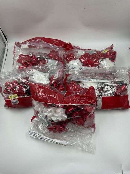 Lot of 5 Wondershop Red, White, and Silver Gift Bows image