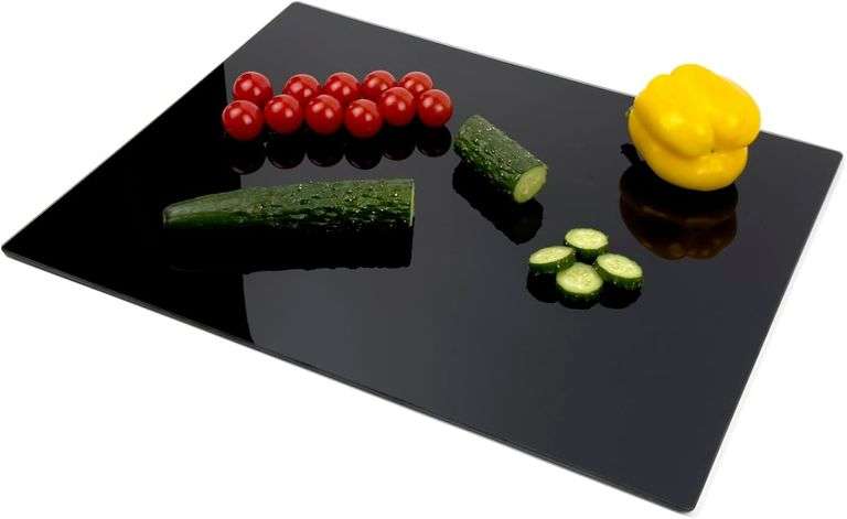 Tempered Glass Cutting Board for Kitchen, Black Cutting Board for Countertop, Dishwasher Safe, Scratch Resistant, Heat Resistant, Shatter Resistant (20"x16") image