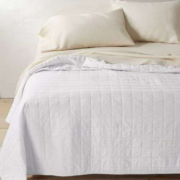 White Quilted Bedding Set image