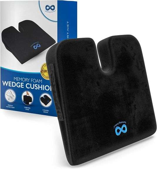 Everlasting Comfort Memory Foam Car Seat Cushion - Tailbone Pain Relief, Driving Seat Cushion for Short People - Office, Wheelchair, Gaming Chair, Travel - Non-Slip, Washable Cover image
