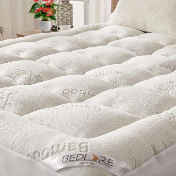 BEDLORE Queen Mattress Topper Viscose Derived from Bamboo, Thick Pillow Top Mattress Pad with Stretchable Pockets for 6-18 inches Mattress, Soft Breathable Mattress Topper for Back Pain Relief image