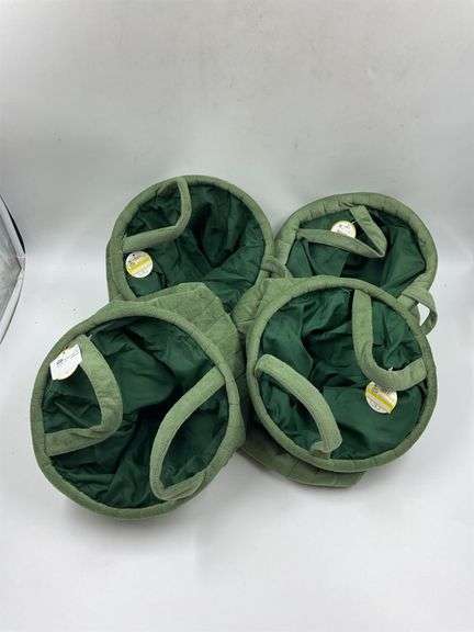 Set of Four Green Fabric Baskets with Handles image