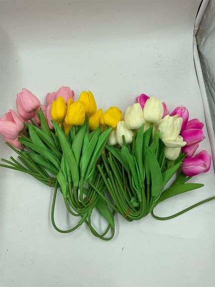 Fake colorful, flowers, and colorful pots image