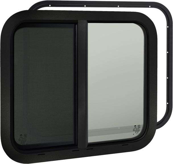 NOVINO RV Window,24" W x 20" H Horizontal Sliding Replacement RV Window for Cargo Trailer/Camper/Travel Trailer/Cargo Van with Screen&Trim Ring, Fit 1" or 1-1/2" Thick Wall,DOT image