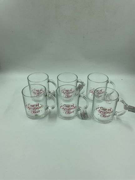Set of 6 'Cup of Christmas Cheer' Glass Mugs image