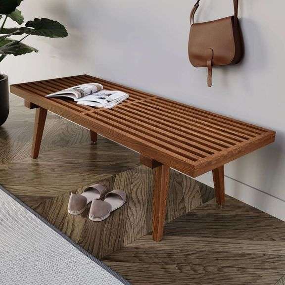 LeisureMod Nelson Style Slatted Bench image