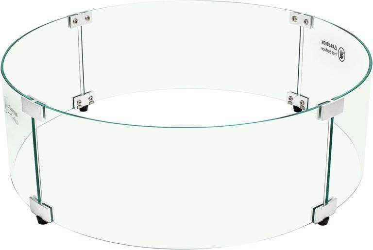 Apromise Fire Pit Wind Guard - 23" x 7" Fire Pit Glass Wind Guard for Round Fire Pit Table | 1/5-Inch Thickness Tempered Glass & Hard Aluminum Corner Brackets image