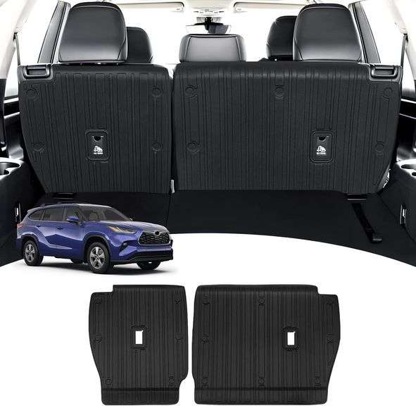 KMF Backrest Mats Behind 2nd Row Replacement for 2025 Toyota Highlander 7 Seats 2020-2024, Second Row Backrest Mats Custom Fit for Toyota Highlander Accessories All Weather Liners TPE Odorless image