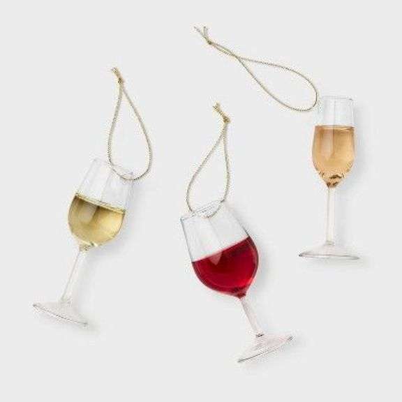 Wondershop Wine Glass Christmas Ornaments - Set of 3 image