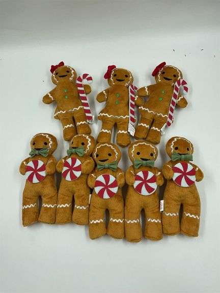Lot of Nine Plush Gingerbread Figures image