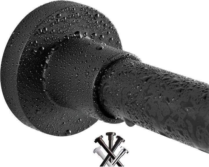 BRIOFOX Shower Curtain Rod 43-73 Inches Matte Black, Never Rust and Non-Fall Down Spring Tension Rod, Stainless Steel image
