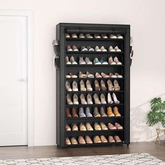 Shoe Rack with Covers - 10 Tiers Tall Shoe Rack Organizer Large Capacity Shoe Shelf Storage 40 Pairs Space Saving Vertical Shoe Storage Organizer for Closet, Entryway, Dorm, Bedroom