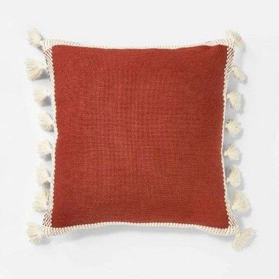 Set of Two Rust Orange Throw Pillows with Tassels image