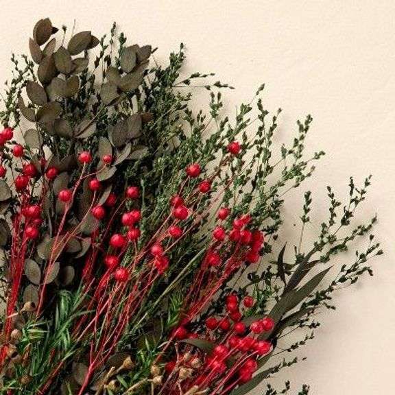 Hearth & Hand Preserved Greenery with Red Flax Bundle image