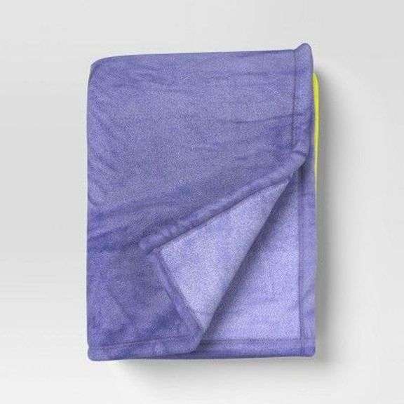 Purple & Yellow Wink Face Throw Blanket image