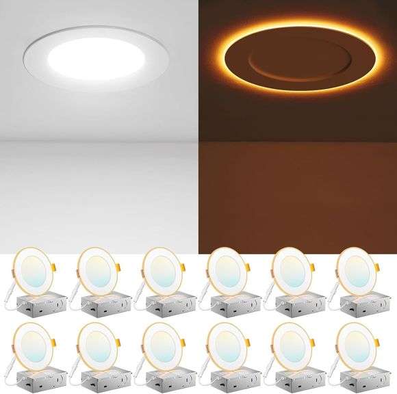 Amico 12 Pack 4 Inch 5CCT LED Recessed Light