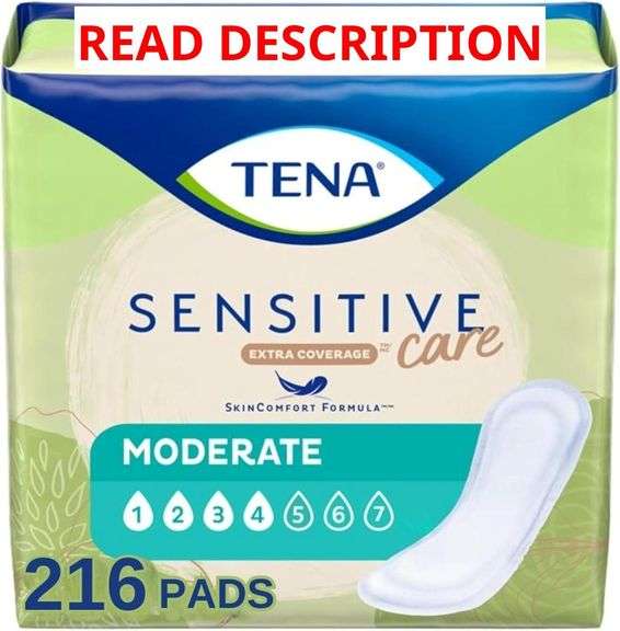 TENA Incontinence Pads, Bladder Control & Postpartum for Women, Moderate Absorbency, Regular Length, Sensitive Care - 216 Count image
