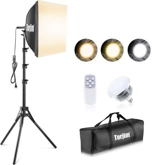 Torjim Softbox Photography Lighting Kit, 16' x 16' Professional Softbox Lighting Kit with 85W 3000-7500K LED Bulbs, Studio Lights for Photography/Video Recording/Live Streaming/Portraits Shooting image