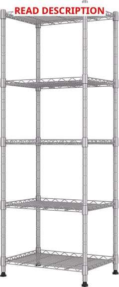 REGILLER 5-Wire Shelving Metal Storage Rack Adjustable Shelves,Standing Storage Shelf Units for Laundry Bathroom Kitchen Pantry Closet(Silver,11.8" D x 16.6" W x 53.5" H)