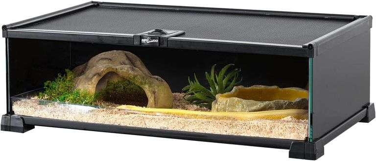 REPTIZOO Small Reptile Tank 20" x 12" x 6" Glass Reptile Terrarium with Top Feeding Habitat for Snake Spider image