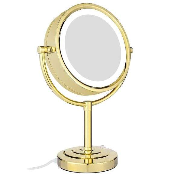GURUN 8.5in LED Makeup Mirror 10x Gold Finish