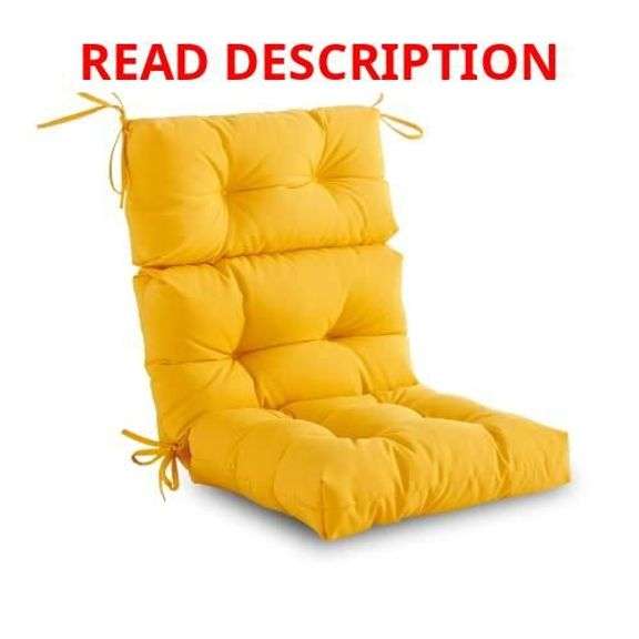 Outdoor/Indoor High Back Chair Cushion - Waterproof All-Weather Stuffed High Rebound Foam Adirondack Seat/Back Cushion for Outdoor Furniture, Yellow image