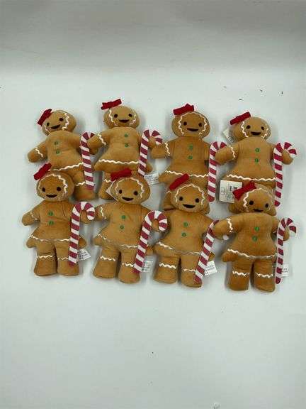 Lot of 10 Plush Gingerbread People Christmas Ornaments image