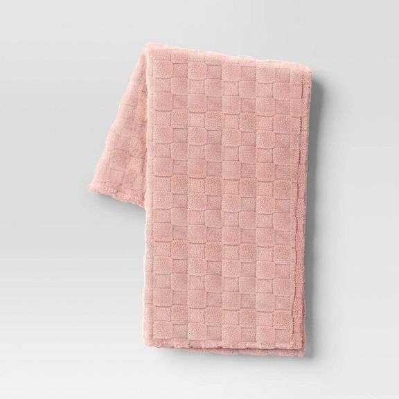 Room Essentials Pink Plush Throw Blanket image