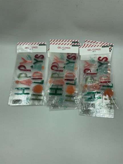 Lot of 3 Happy Holidays Gel Window Clings, Each Pack 18 Count image