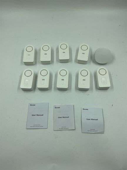 GOVEE water leak detectors five pack, 100 DB adjustable audio alarm sensor, sensitive leak, and drip alert, for kitchen bathroom basement image