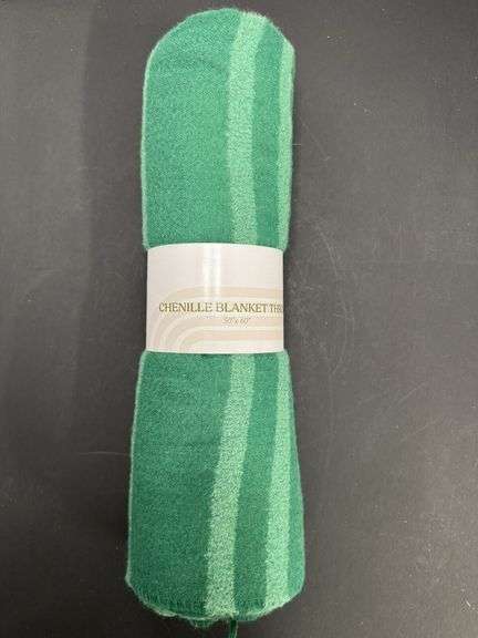 Green Chenille Blanket Throw - 50" x 60" image