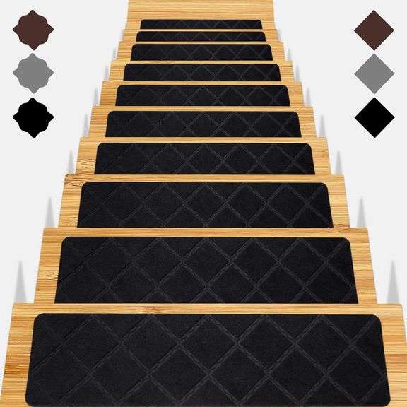Stair Treads for Wooden Steps 15pcs - 8x30in Carpet Stairs Runner Indoor Non-Slip Stair Mats for Kids Elders and Pets image