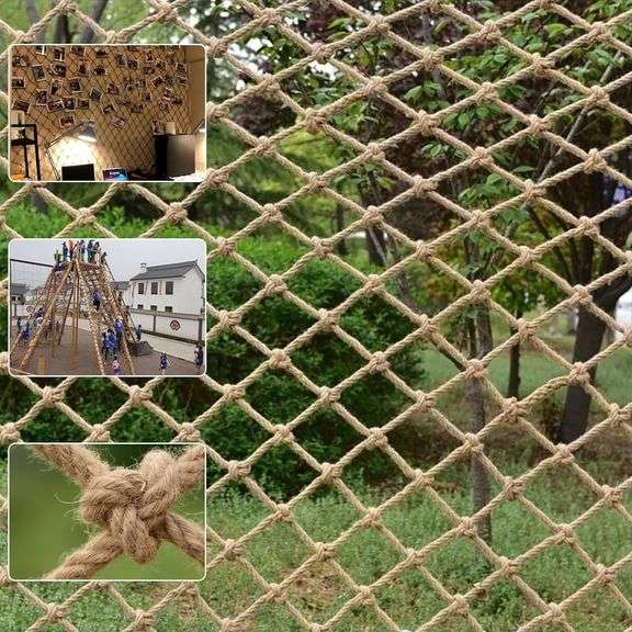 Safety Hemp Rope Net Kids Climbing Safety Net Tree House Climbing Children Rope Neting Balcony Stairs Fence Railing Garden Playground Protection Heavy Duty Net Indoor & Outdoor Decor Rope Net image