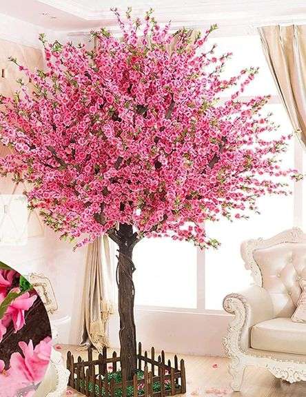Gorgeous Artificial Cherry Blossom Trees Pink Fake Sakura Flower Indoor Outdoor Home Office (4FT Tall/1.2M) image