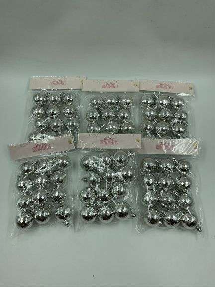 Lot of 6 Packs of Silver Disco Ball Ornaments