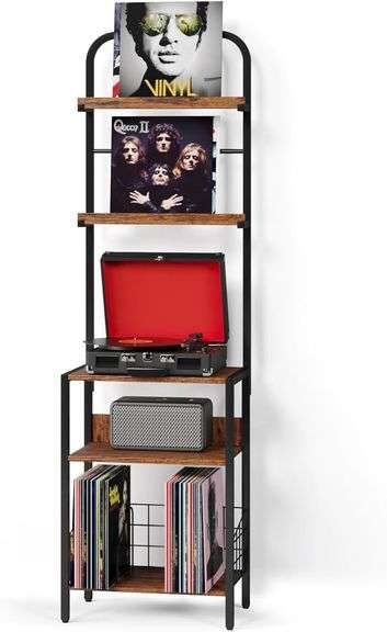 Record Player Stand, Turntable Stand with 2-Tier Vinyl Record Storage, Record Player Table Up to 200 Albums, End Table for Vinyl Records, Holder for Living Room image