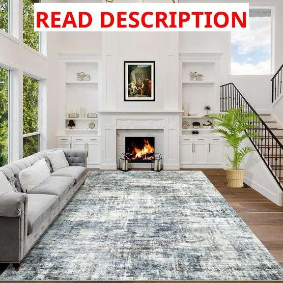 8x10 Area Rugs Washable Rug: Large Modern Abstract Living Room Rug Soft Anti-Skid Thin Carpet Indoor Floor Non-Shedding Carpets for Bedroom Dining Room Farmhouse Nursery Home Office Blue Multi