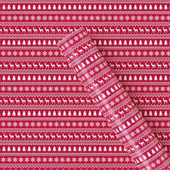 Red & White Patterned Gift Wrapping Paper Rolls image