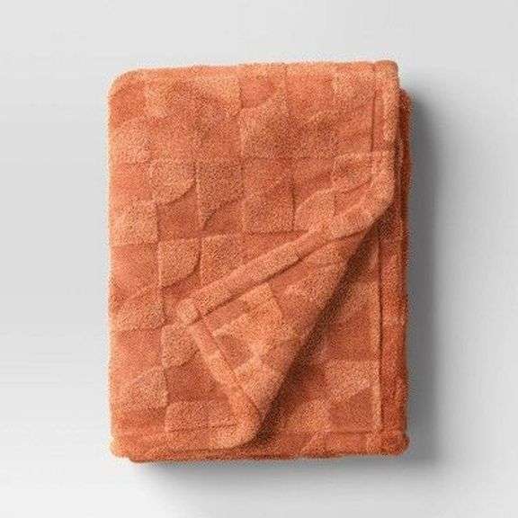 Textured Chenille Throw Blanket - Burnt Orange image