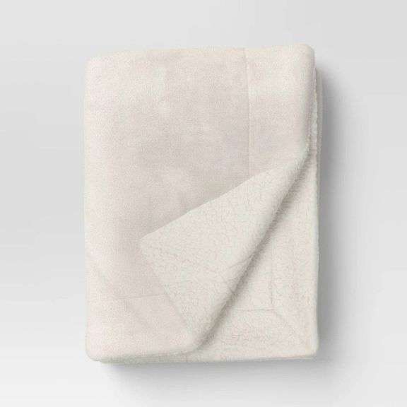 Threshold Ivory Sherpa Throw Blanket image