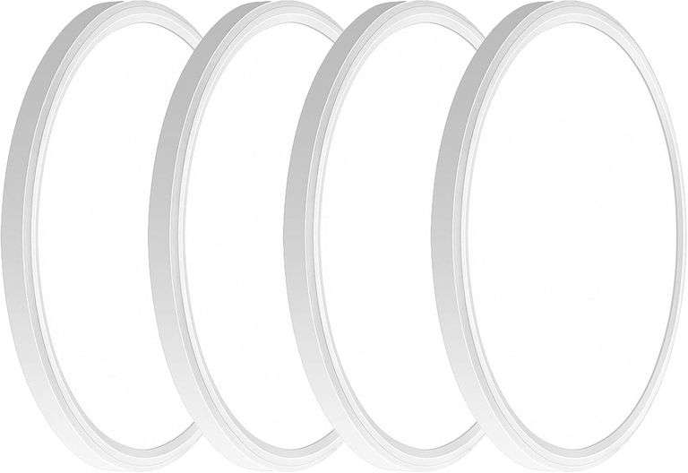 4PACK 3200lm LED Flush Mount Ceiling Light, Super Slim 12 inch LED Ceiling Light, 5000K Daylight LED Ceiling Light for Bedroom, living room, garage, office, warehouse, Dining room (White, Four Pack) image