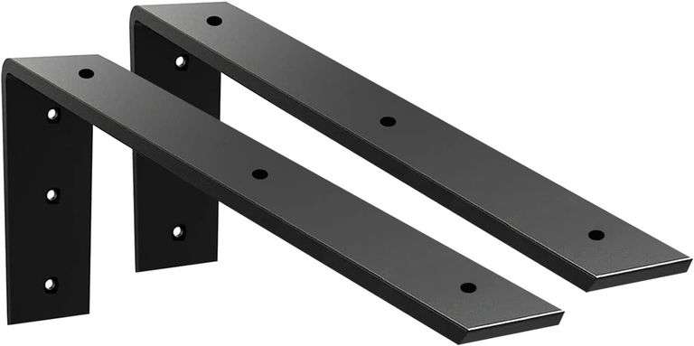 Countertop Support Bracket 2 Pack 18 inch Heavy Duty 3/8" Thick Black Granite Countertop Bracket 18"x8"x2.5" Shelf L Bracket Mantel Corbels for Quartz/Granite/Wood/Concret/Laminate Countertops image